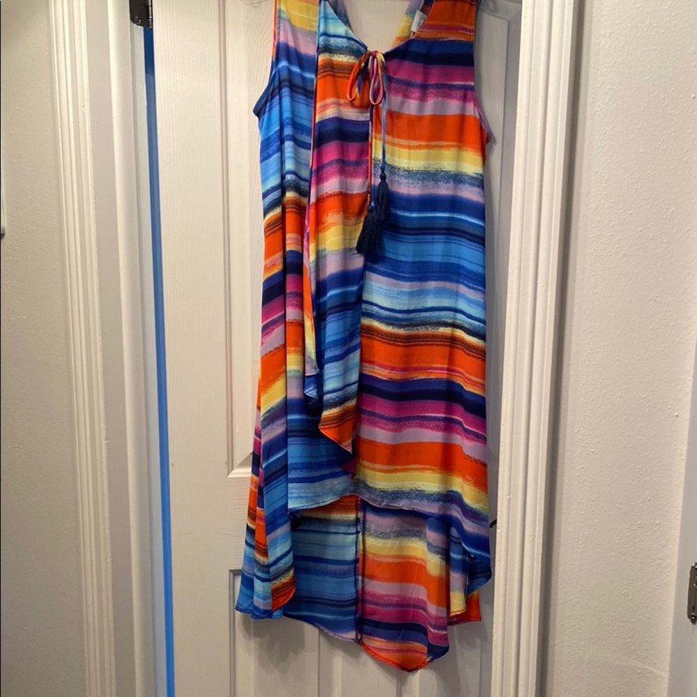 Cupio Blue and Orange Striped Dress